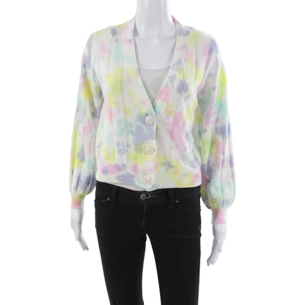 27 Miles Womens Tie Dye Multicolor V-Neck Cardigan Long Sleeve Cotton Size XS